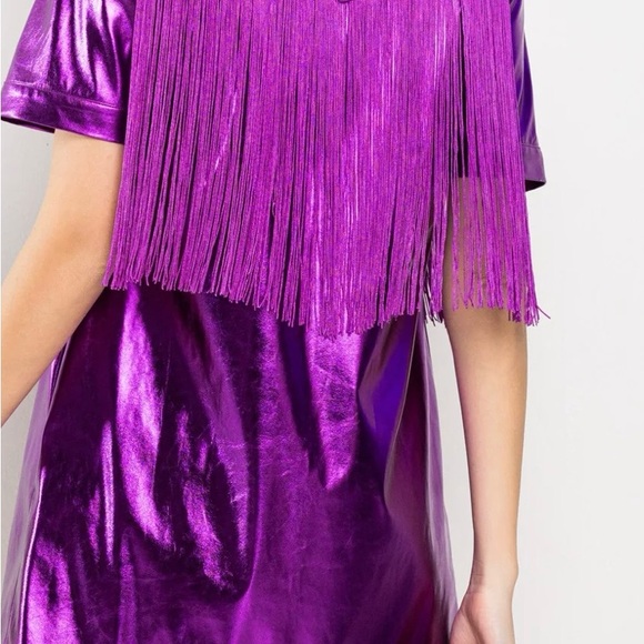 Faux leather purple fringe dress - Picture 2 of 5